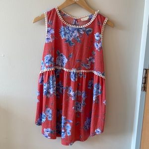 Coral Floral Flowy Tank Top
